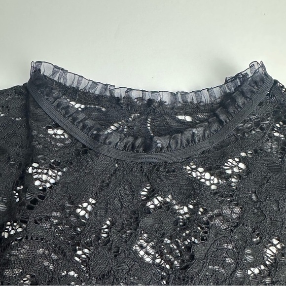 Lace Long Sleeve Top High Neck Stretch Women's size XL black READ DESCRIPTION - Picture 3 of 9